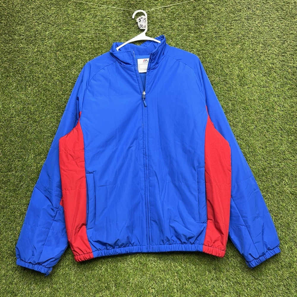 Vintage World Series Jacket Mens Large Blue Baseball MLB 2010 Majestic Coaches